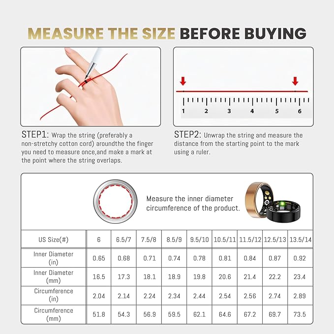Smart Ring For Women Men, Health Tracker with Heart Rate/Blood Oxygen/Blood Pressure/Sleep Monitoring/Step Counting, IP68 Waterproof Fitness ring, No App Fees for iPhone & Android (Silver, 11#)