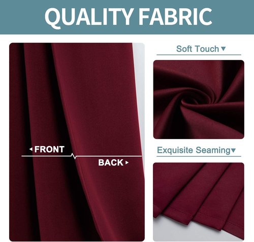 ChrisDowa Blackout Curtains - Thermal Insulated Room Darkening Panels Set (Burgundy Red, 52W x 45L)