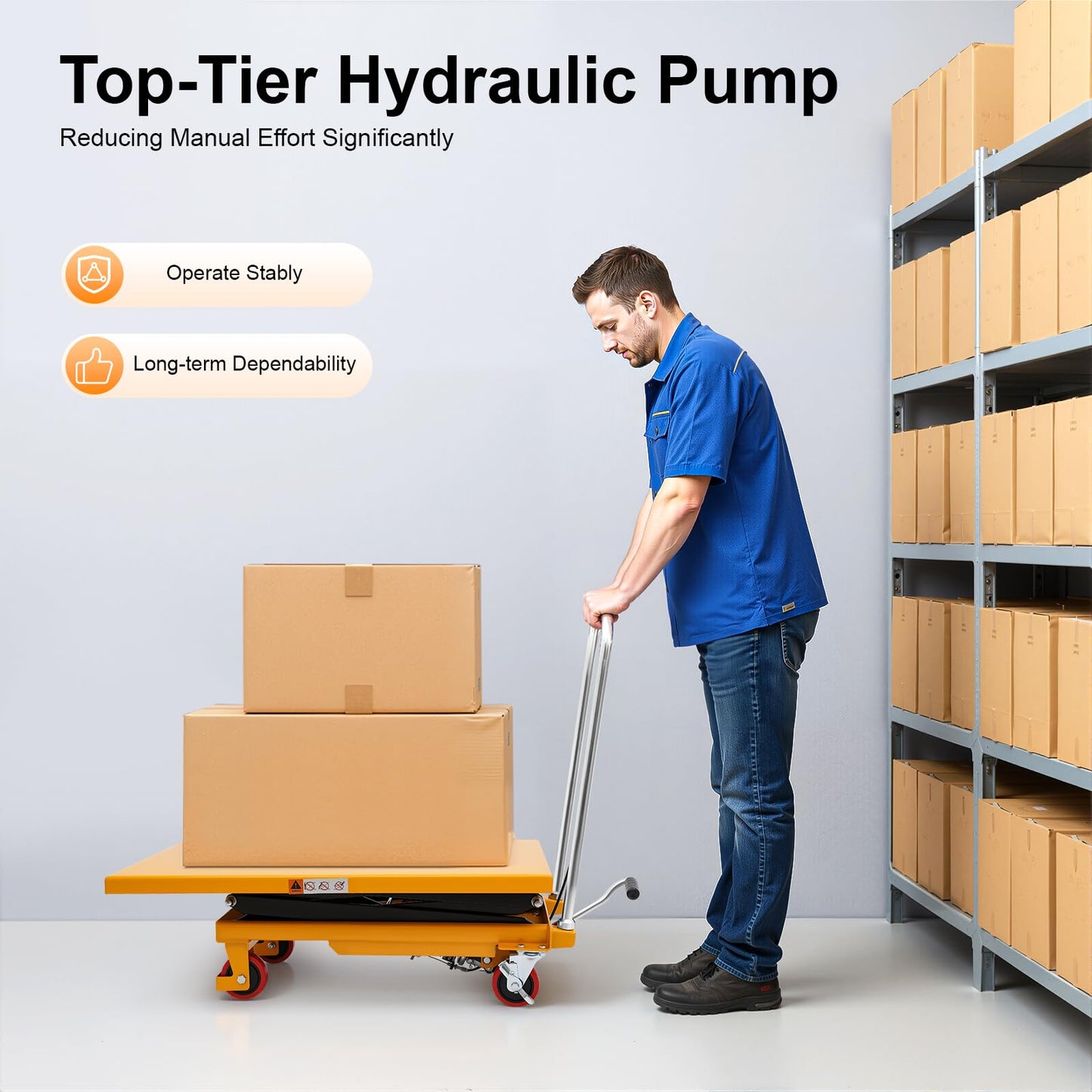 Hydraulic Lift Table Cart, 770lbs Capacity 51" Lifting Height, Hydraulic Scissor Lift Table Cart with 4 Wheels Pallet Lift Table for Material Handling and Transportation (770lbs)