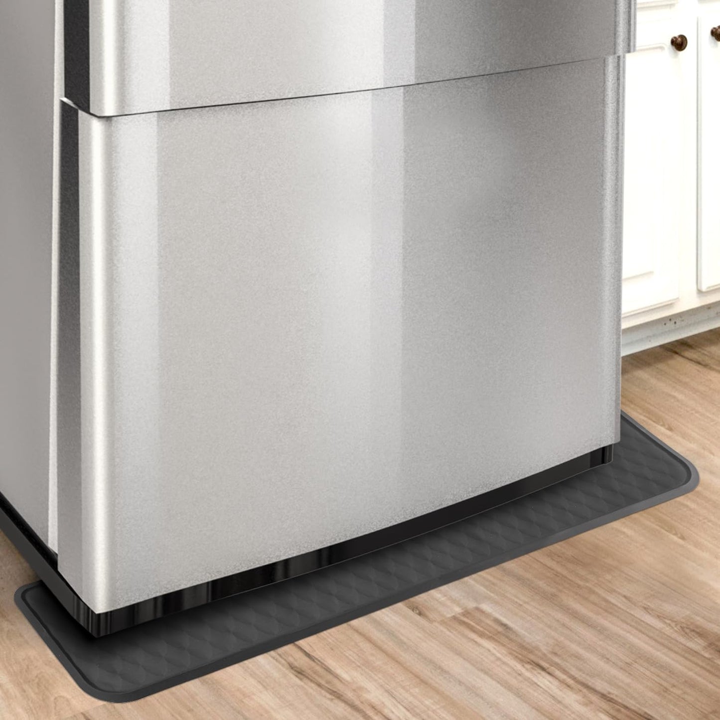 37.4x8.5in Refrigerator Spill Mat, Silicone Under Refrigerator Floor Protector Tray Drip Anti-Slip Appliance Water Mat Drip Catcher for Mini Fridge Washing Machine Wine Cabinet Dryer (Gray)