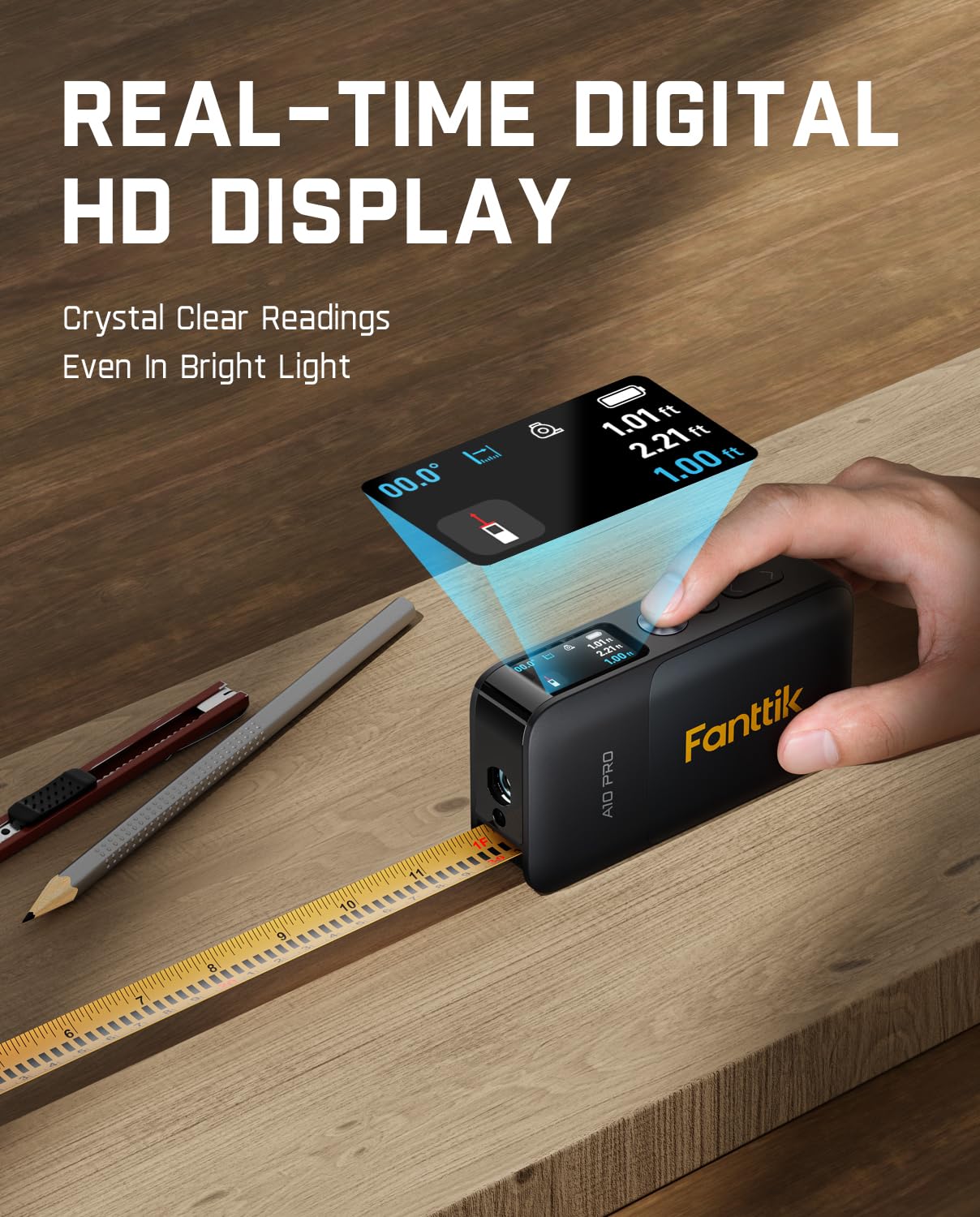 Fanttik A10 Pro 2-in-1 Digital Laser Tape Measure with HD IPS Color Display & Fanttik D12 Ace Laser Level 360 Self Leveling