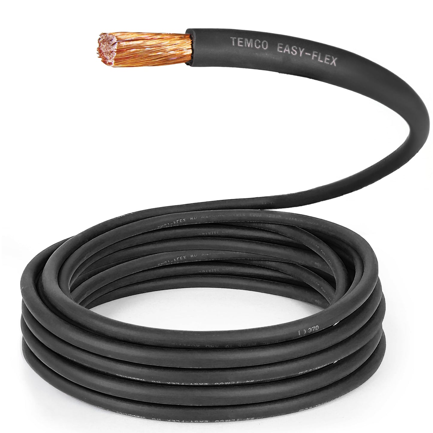 TEMCo 1/0 Gauge AWG 100 Ft Black Flexible Pure Copper Made in USA Welding Cable Battery Wire - Heavy Duty Solar, Inverter, Car, RV, Truck