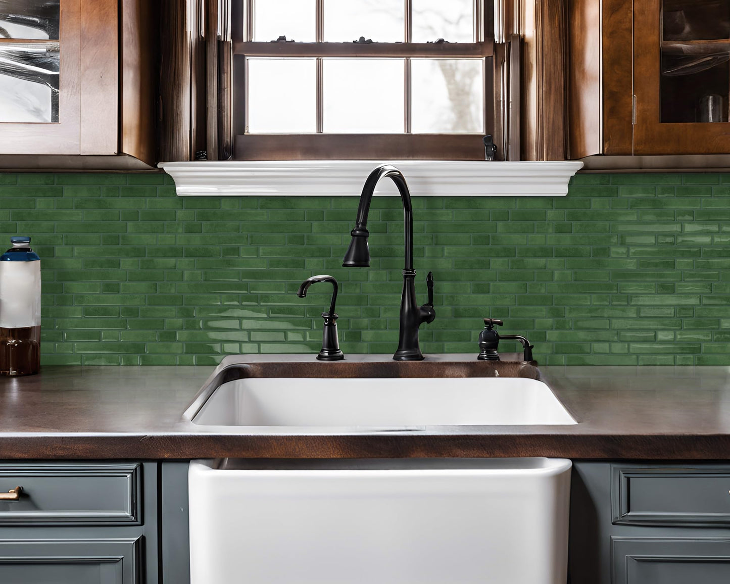 Tiwoos Green Peel and Stick Tile Backsplash 12"x12" Self Adhesive Wall Tiles 3D Marble for Kitchen, (10-Sheet)