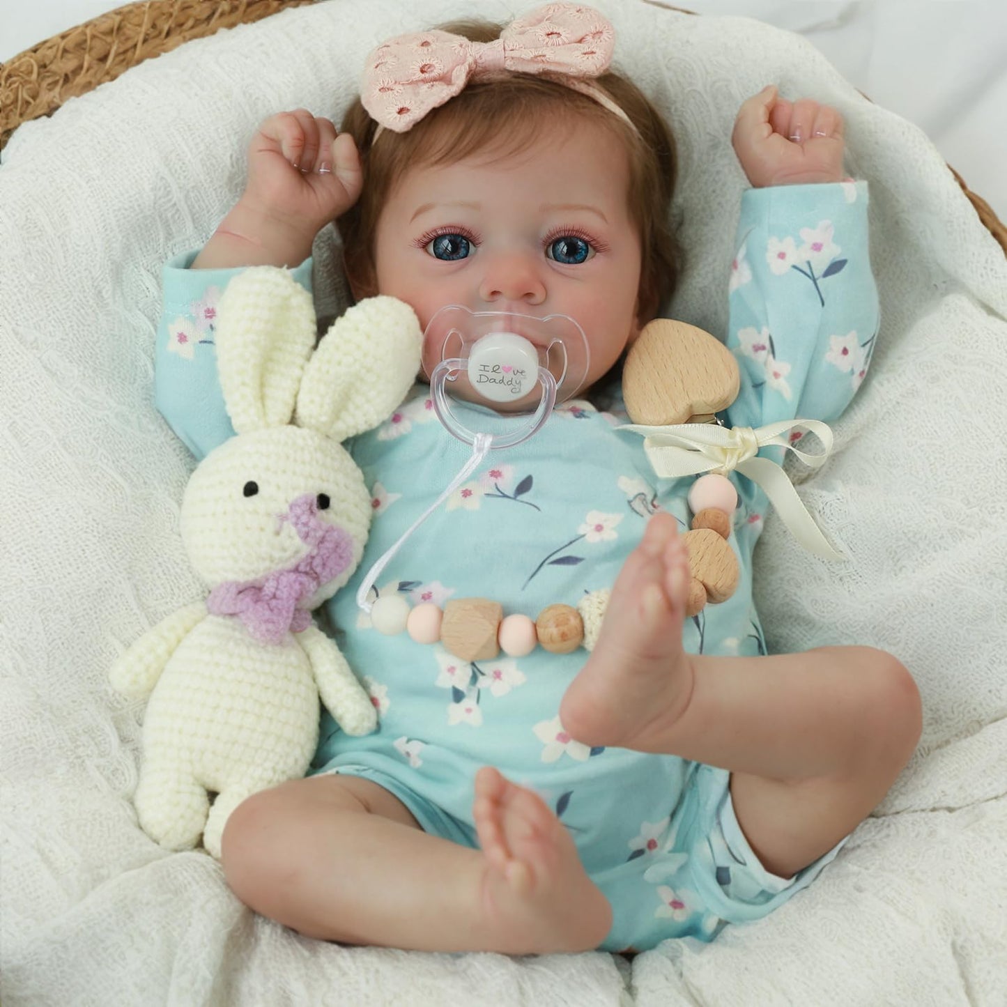SCOM Lifelike Reborn Baby Dolls Girl - Felicia, 17-Inch Realistic-Newborn Baby Dolls with Weighted Soft Cloth Body, Real Life Cute Reborn Dolls with Gift Box for Kids Age 3+