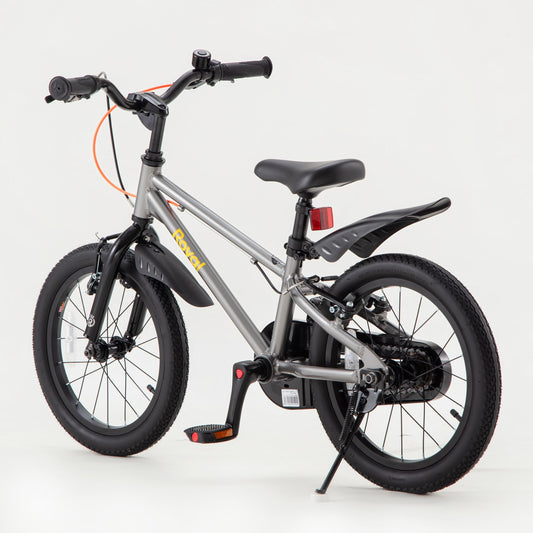 RoyalBaby EZ Fride Kids Bike, Lightweight Aluminum 2-in-1 Balance to Pedal Bike with One-Key Switch, 16 Inch for Age 4-7 Years, Gray