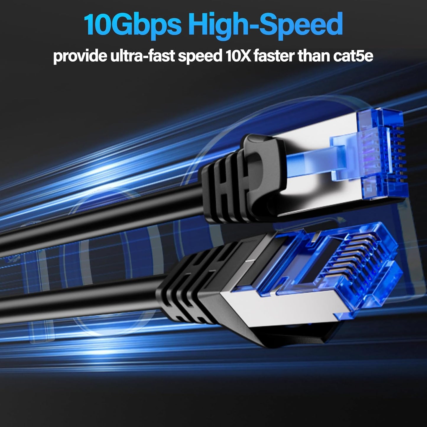 TuokaJu Cat6A 10Gbps 1 (5 Pack), 6, 28AWG Cat6 6a Ethernet Cable Shielded ft Slim Shielded (F/UTP) Ethernet Cable Cat
