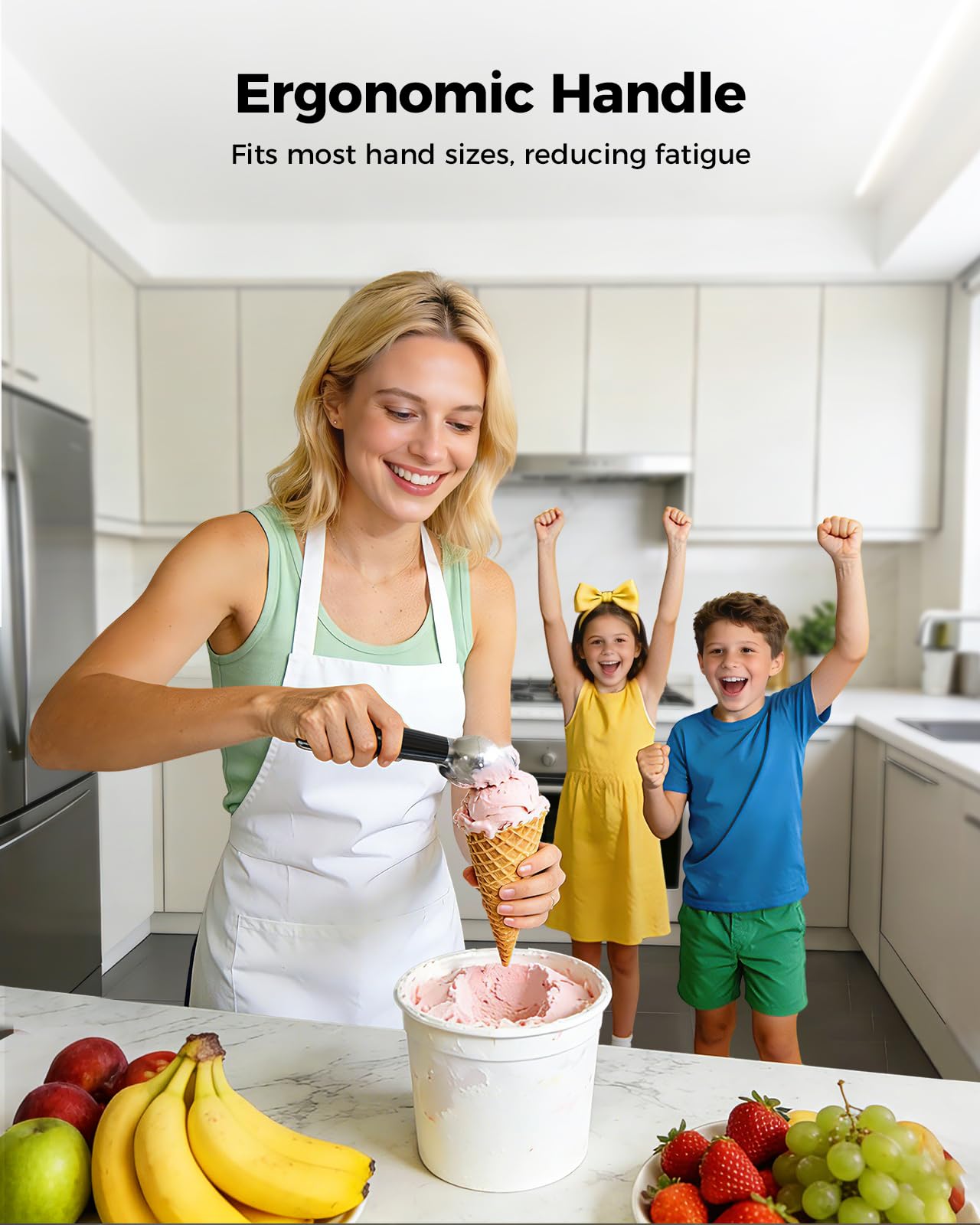 KYX Heated Ice Cream Scoop, with USB-C Charging, 3 Temperature Settings, Food-Grade Zinc Alloy, IPX6 Waterproof & Auto Shut-Off, Ideal for Scooping Hard Ice Cream, Gelato & Frozen Desserts