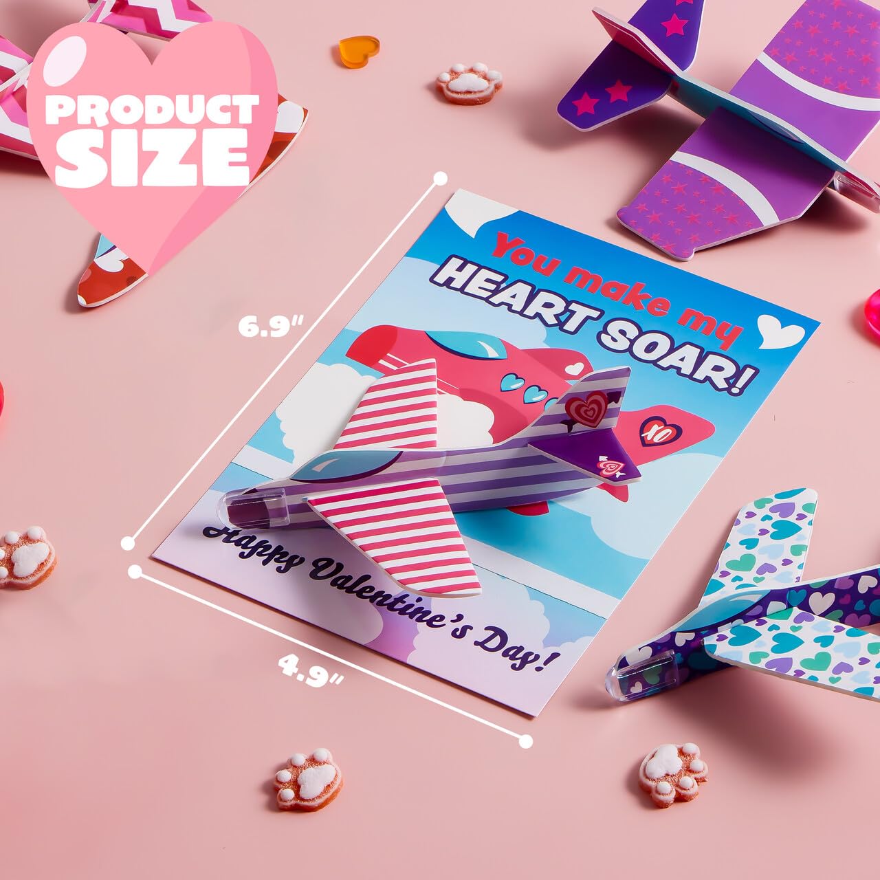 JOYIN 28 Valentine's Day Foam Airplanes for Kids, Greeting Cards with Punchline for Kids School Classroom Exchange Prizes Gift Supplies, Planes Party Favor