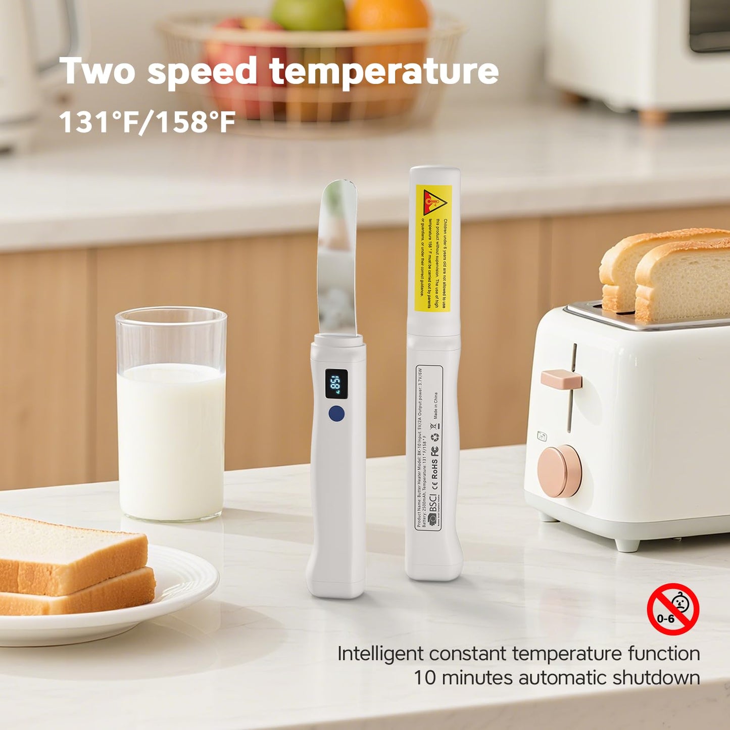 Awvlvwa Heated Butter Knife Spreader-Rechargeable Butter Melter, Cordless Butter Spreader Knife,Heats up in Seconds,Quickly Melt Cold Butter, Jam,Coconut Oil