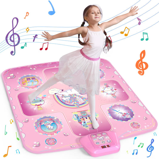 GirlsHome Dance Mat - Unicorn Toys for Girls Rhythm Step Play mat, Electronic Dance Pad with 5 Game Modes, Built-in Music, Touch Sensitive Light Up LED, 2026 New CPF Birthday Gift for Girls 3-12