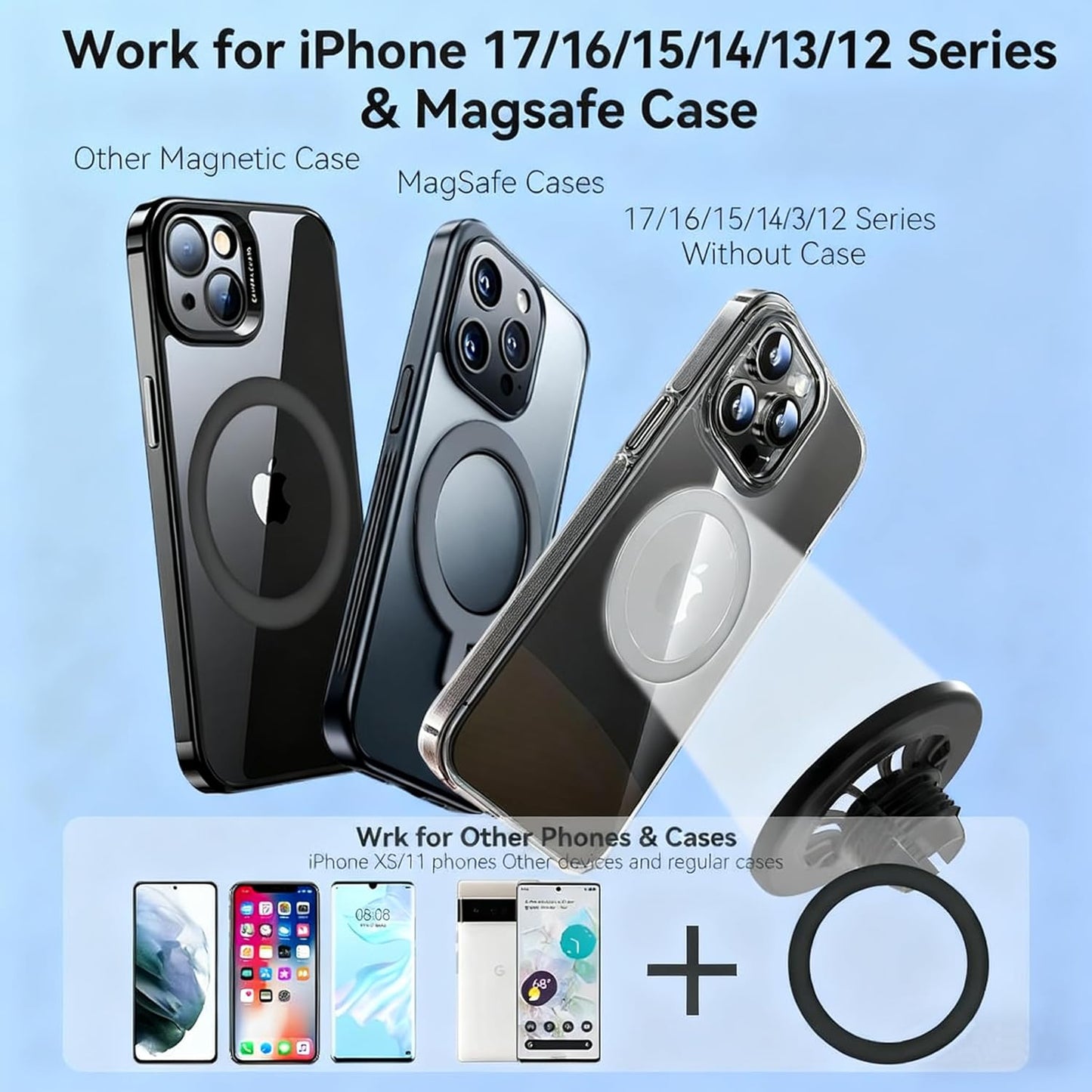 CLEC RAV4 2013-2018 17 16 15 14 13 12 Fit for Magsafe Car Mount for Toyota Car Phone Mount[Strong Magnetic] Magnetic