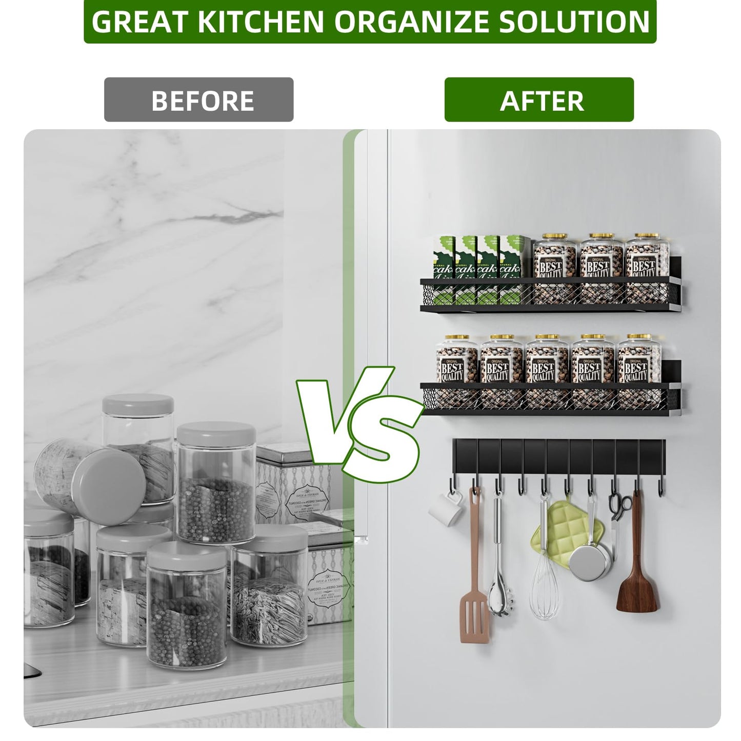 Umomi Magnetic Spice Rack for Refrigerator, 3 Pack Magnetic Shelf for Refrigerator, Movable Magnetic Basket is Used for Side Storage in Ovens, Microwaves, or Washing Machines