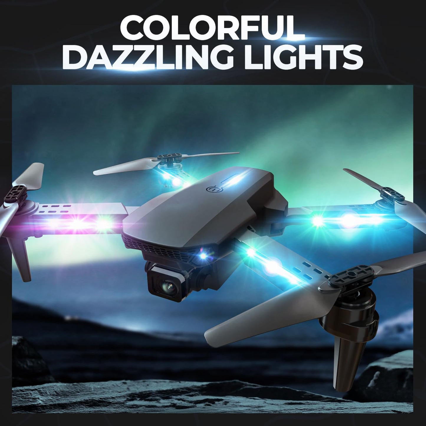 BEZGAR Drone with Camera for KIds - 1080P HD FPV RC Quadcopter with 90° Adjustable Lens, Coloeful LED Lights, Gestures Selfie, One Key Start, 360° Flips, Toys Gifts Mini Drones for Boys Girls, Black
