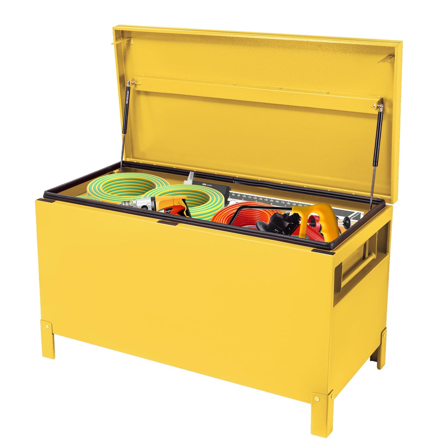 MilleLoom 36" Heavy Duty Aluminum Truck Bed Tool Box – Waterproof Lockable Storage Chest with Side Handles, Tool Organizer for Pickup Truck, RV, Trailer & Jobsite, Yellow