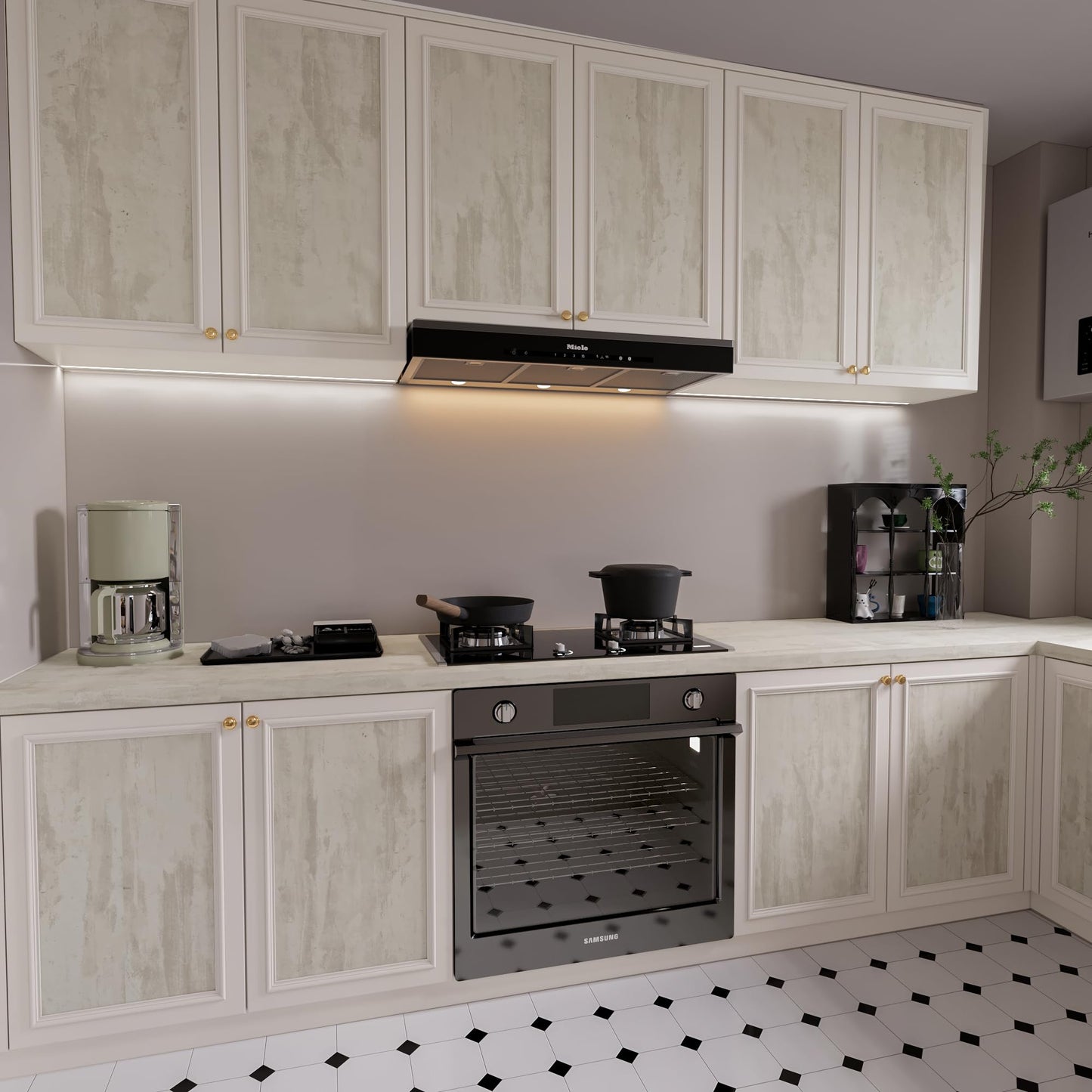 48x197inch Extra Wide Ivory White Concrete Wallpaper Peel and Stick White Grey Stained Plaster Effect Contact Paper Matte Thick Self-adhesive Waterproof Furniture Sticker Modern Industrial Style