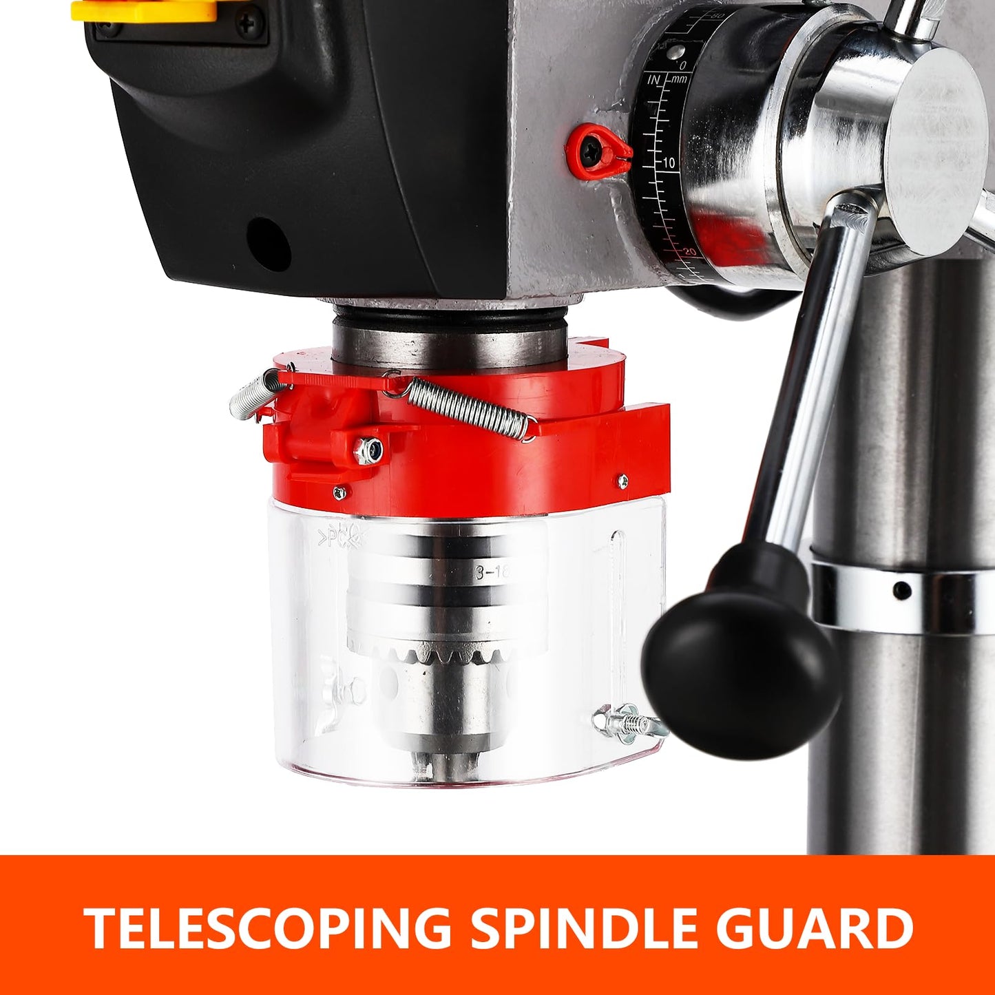 Garvee 17 in Floor Drill Press, 12 Amp 120V Pure Copper Motor, 200-3630 RPM Variable Speed Cast Iron Bench Drill Press, 0-45° Tilting Worktable, Tabletop Drilling Machine for Wood Metal