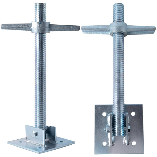 BGTLGIO 4 Pack Adjustable Leveling Scaffold Jacks, 6000 Lbs Load Capacity, Swivel Screw Jacks with Base Plate for Baker-Style Scaffolding