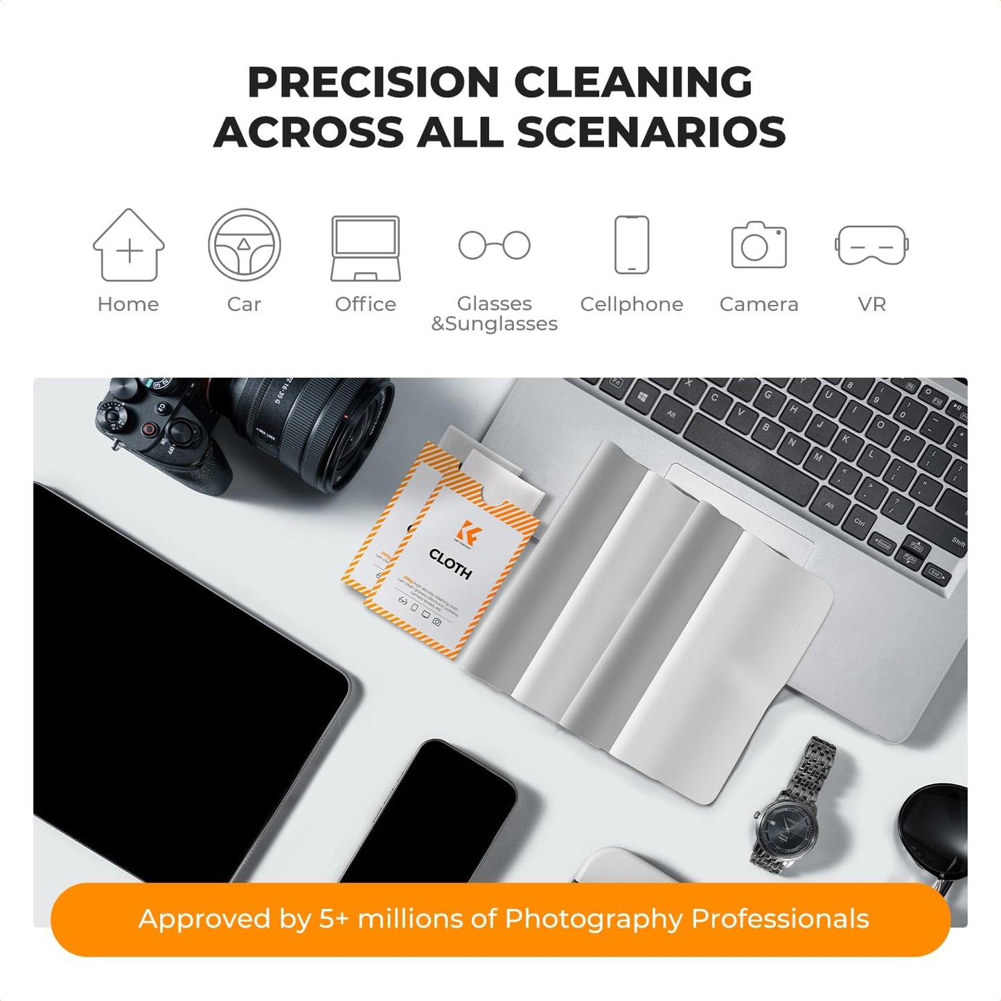 30 Pack Headset, K&F CONCEPT Lens Cleaning Cloth | Microfiber Cleaning Cloth | Glasses Cleaning Cloths | Eyeglass Lens