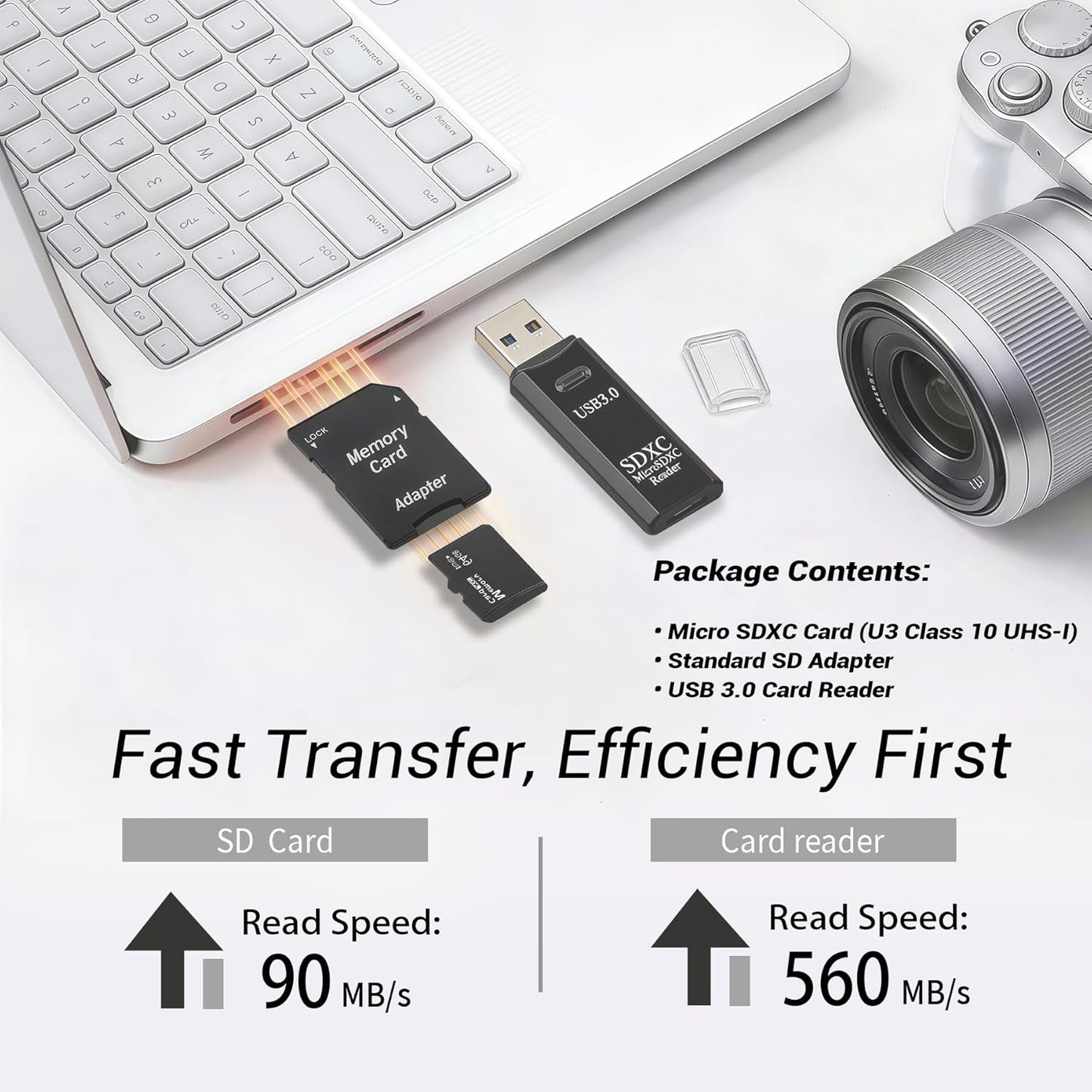 TIDEFORCIX 2-Pack 128GB 1 3.0 V30 Micro SD Cards with USB Reader Kit, Capacity for Front & Rear Dash Cams (Standard