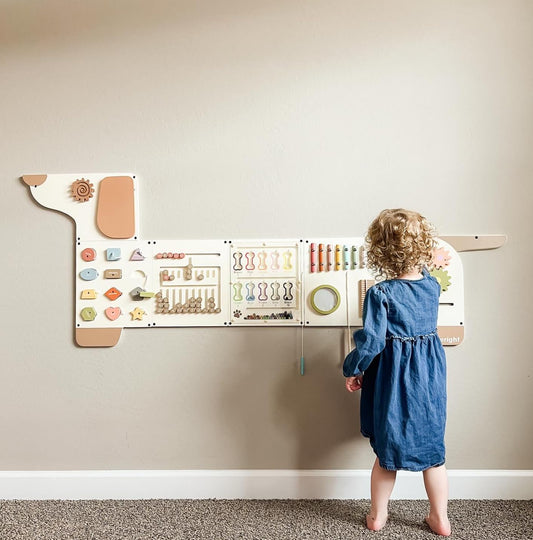 Beright Dog Activity Wall Busy Board Panels, Montessori Sensory Toys, Toddler Learning Activity Center, Perfect for Toddler Playroom & Children's Daycare, White