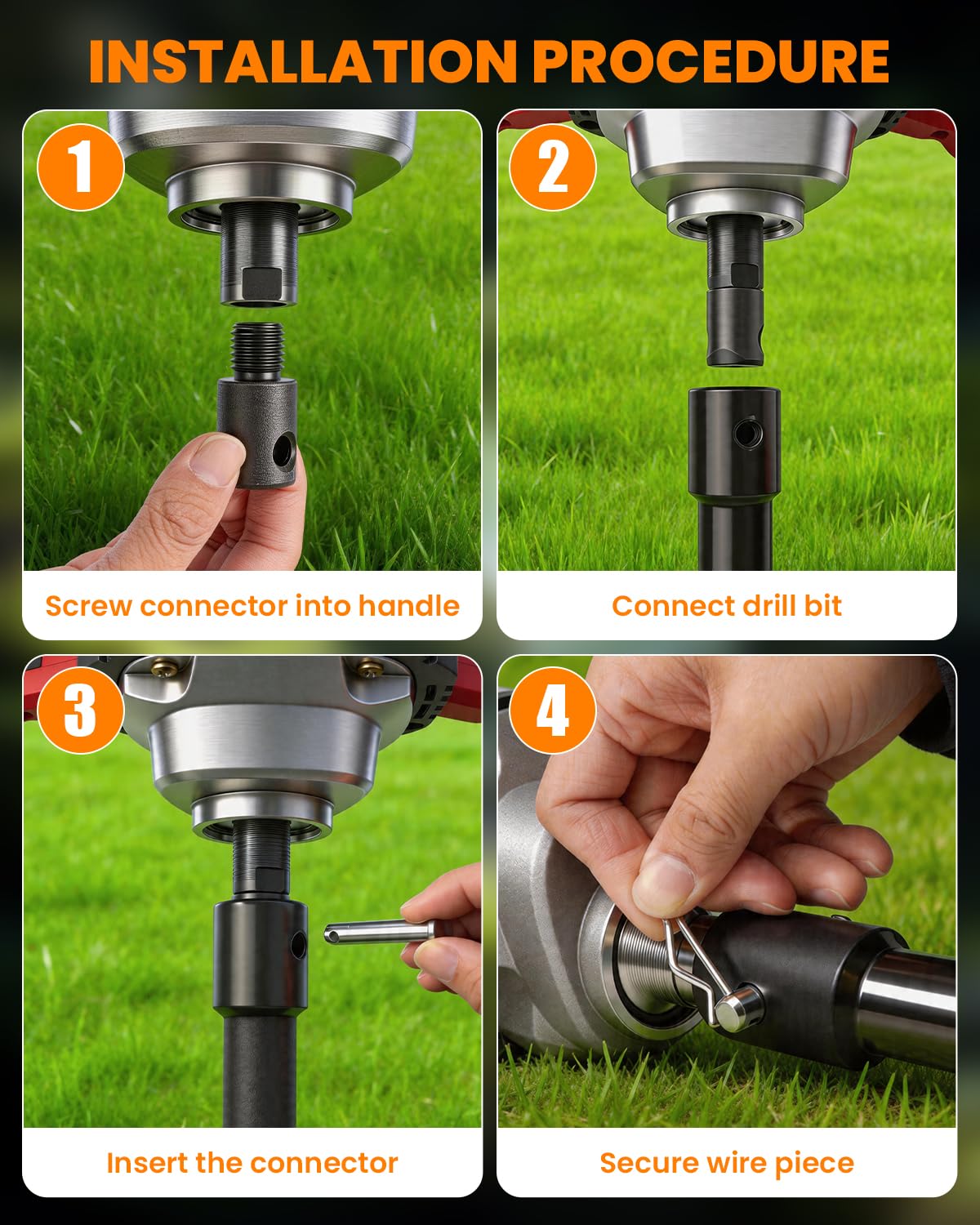 Cordless Post Hole Digger with 2x4.5Ah Batteries & Dual Chargers, 1200W 42V Brushless Earth Auger for Fence Post with 6" Drill Bit, 85Nm High Torque Electric Hole Digger for Hard Soil