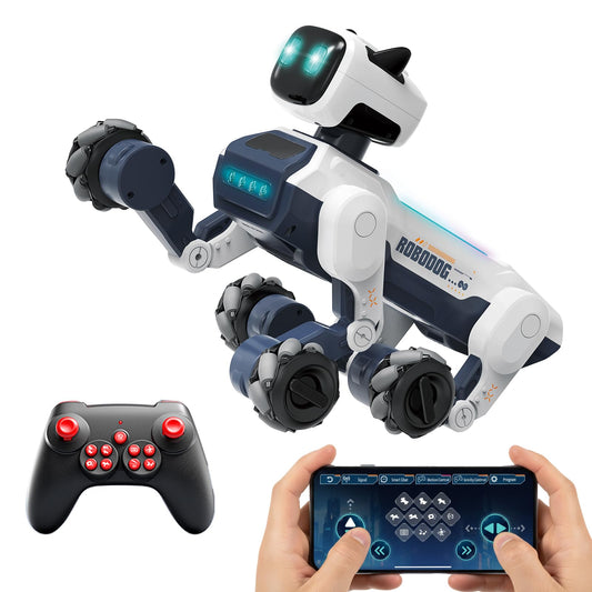 Qudify Smart Robot Dog for Kids 6+ – App & Voice Control Programmable STEM Robot Pet with Touch Interaction, Remote Control Puppy Toy for Indoor Play & Birthday Gifts