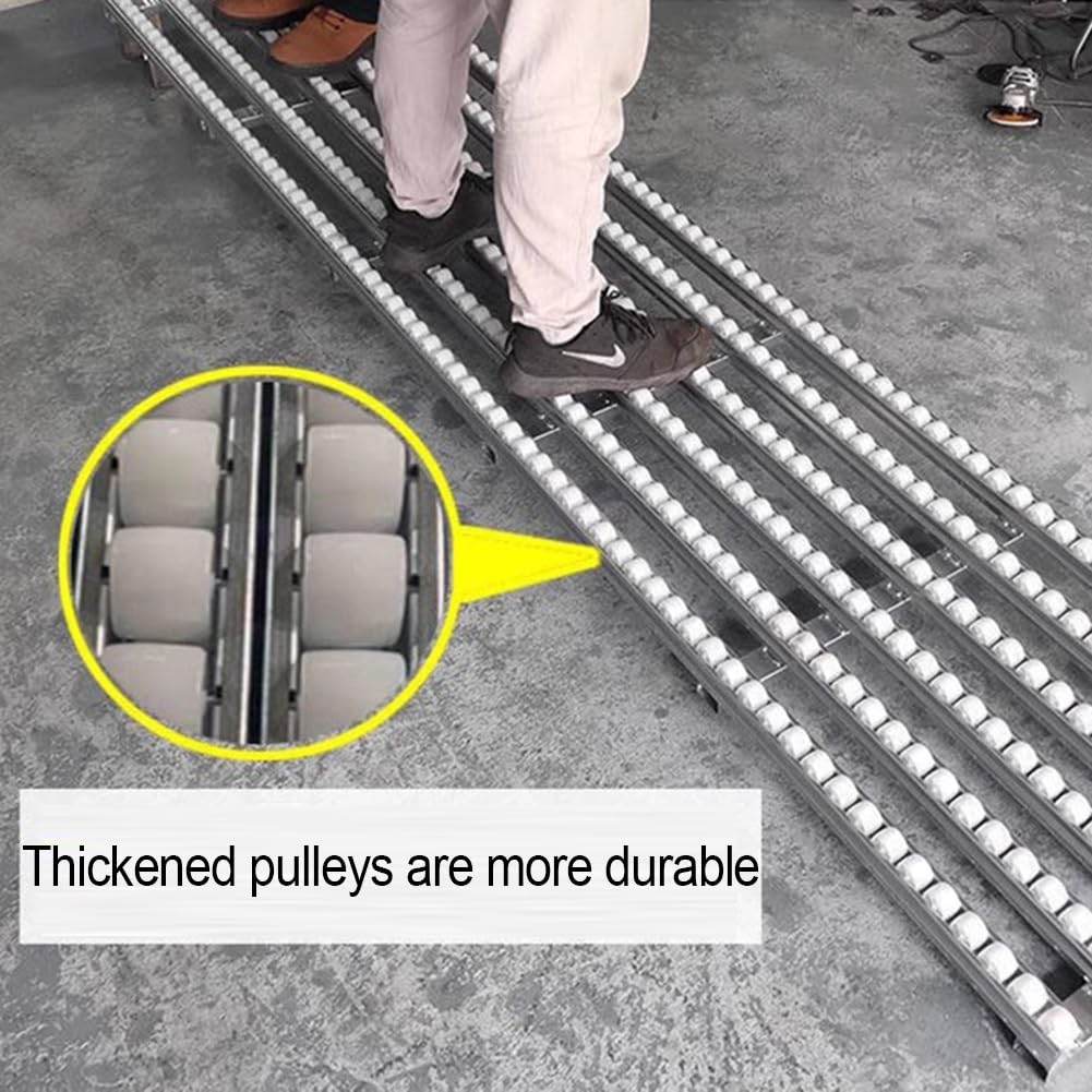 CHENWMZ Portable Plastic Roller Conveyor Stand for Light Duty Gravity Transport Splicable Roller Slides for Easy Unloading Silver 30cm x 300cm