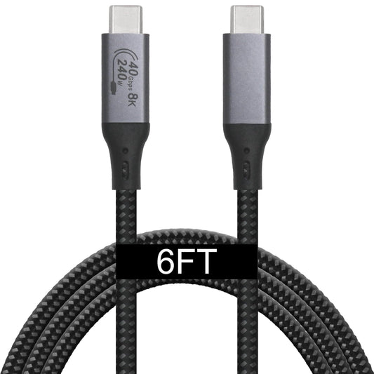 Vebner 6-Foot USB4 3, 4 8K 40gbps 240W Cable Compatible with Thunderbolt Thunderbolt and USB-C - Supports HD Display