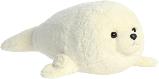 Aurora® Snuggly Super Flopsie™ Baby Harp Seal Stuffed Animal - Large Size for Giant Cuddles - Perfect for Decorating Rooms and Birthday Gifts - White 29 Inches