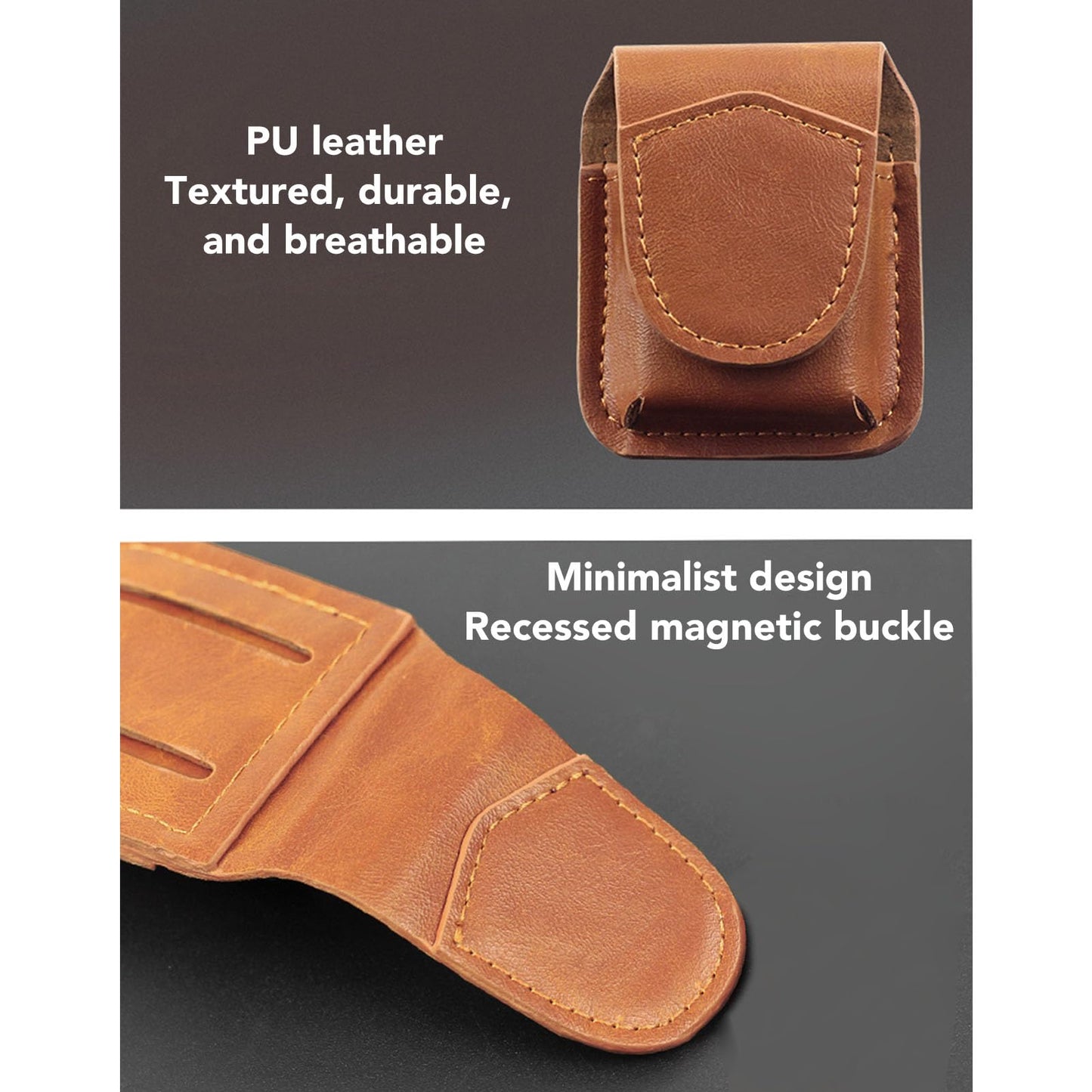 Akozon Lighter Pouch Holder Waist Case Magnetic Buckle for Outdoor Travel PU Anti Scratch Soft Lining Belt Loop (Akozon05m67ipcrf-11)
