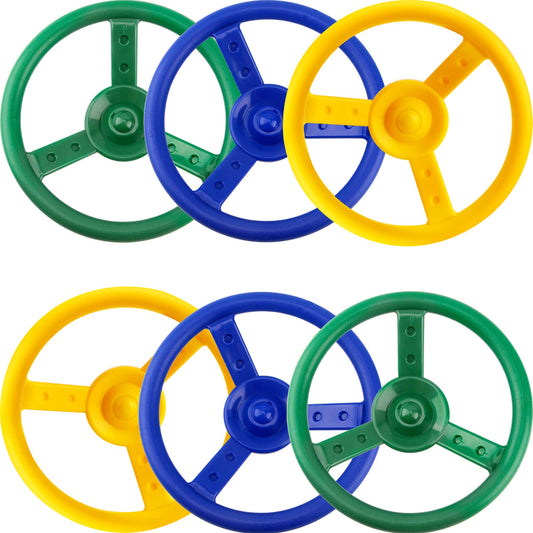 6 Pack Playground Steering Wheel Plastic Swingset Ship Wheel Playset Steering Wheel Toys for Kids Playground Playhouse Treehouse Accessories (Color Set 1)