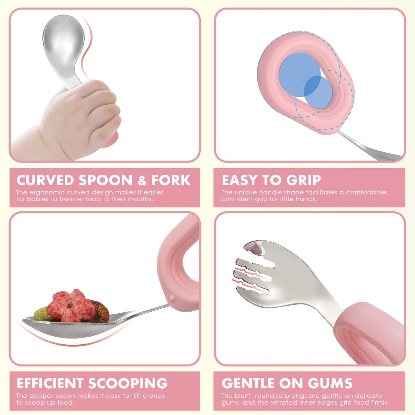 MR. CHOU Baby Suction Bowl Set with Spoon & Fork, Double-Layer 18/8 Stainless Steel Toddler Bowls with BPA Free Airtight Lid, Food Grade Infant Self-Feeding Bowl, First Stage Led Weaning Supplies Pink