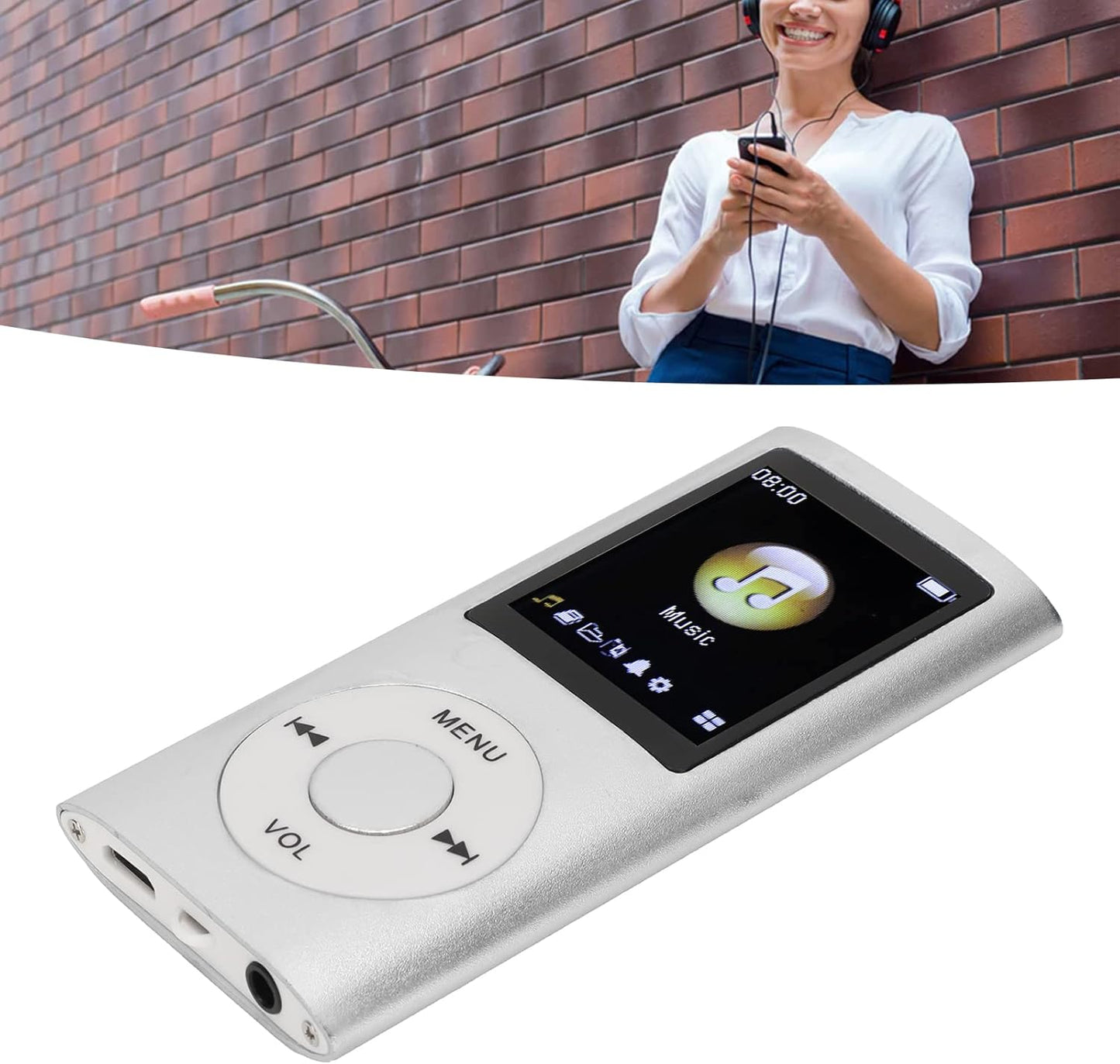 Estink MP3, MP3 1.8inch MP3 Mini Portable Stylish Multifunctional Lossless Sound Slim Music Player, Large LCD Screen