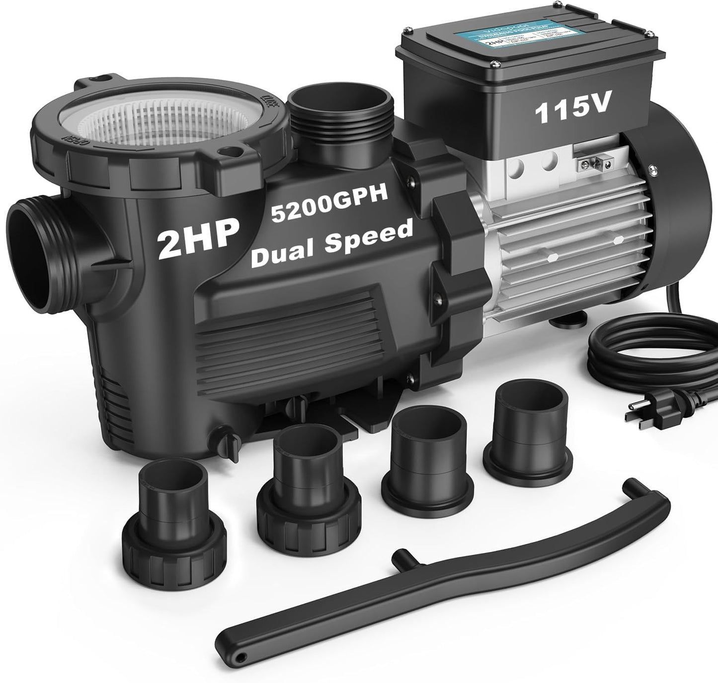 VIDAPOOL In/Above Ground Pool Pump Self Primming High Flow,Matta Black