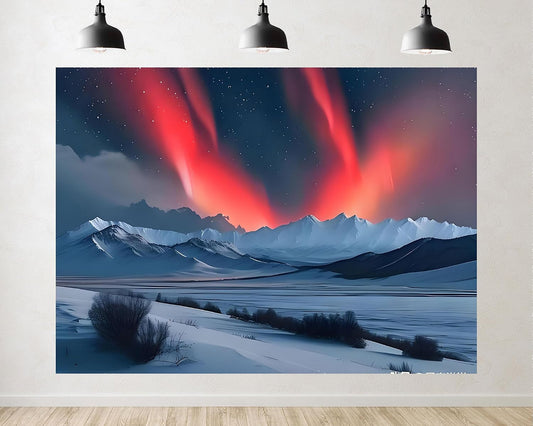 TryKid 10x8ft Aurora Borealis Backdrop Pine Woods Norway Polar Colorful Night Sky Forest Northern Lights Photography