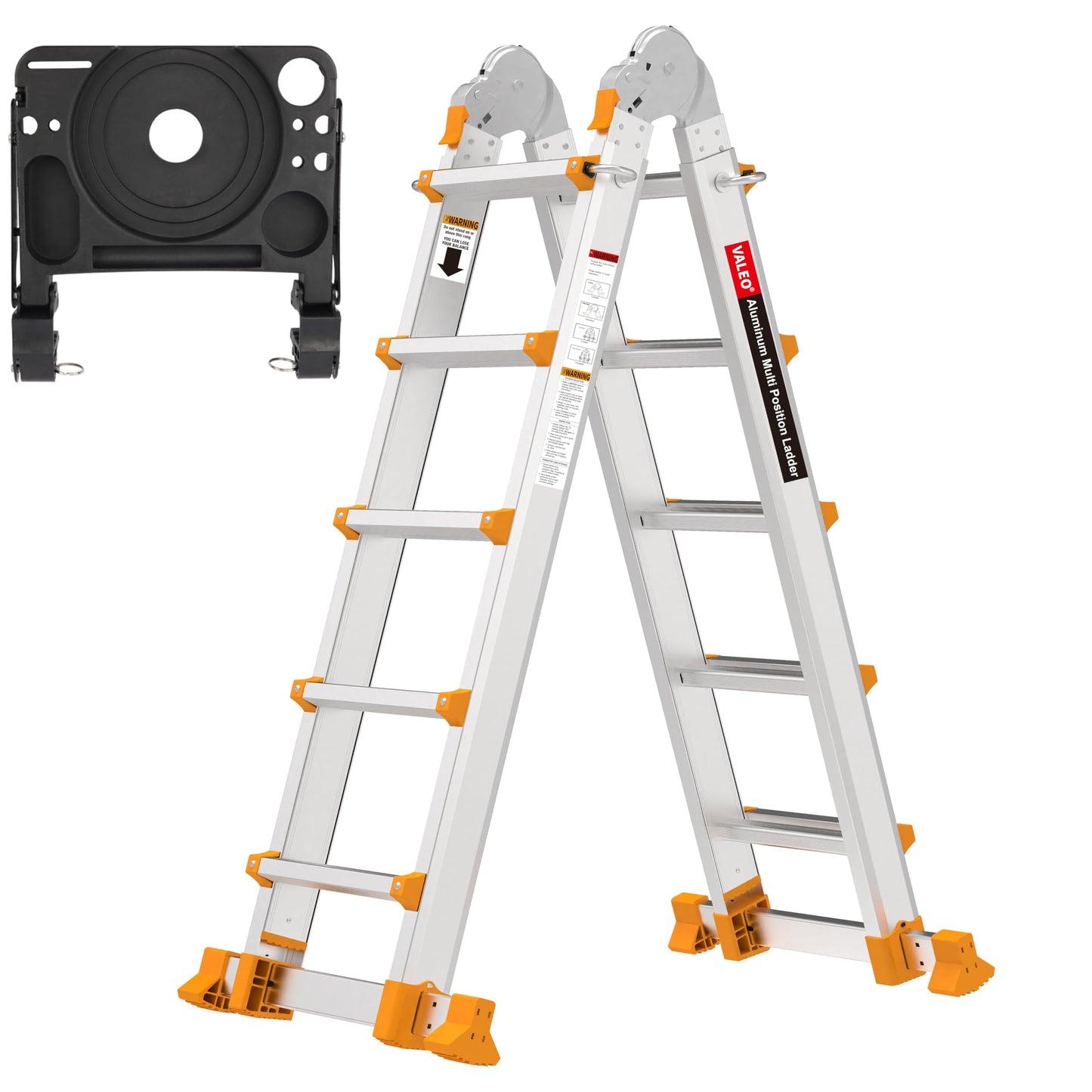 Valeo Ladder 17 FT, A Frame 5 Step Ladder Extension,Multi Position & Storage Folding Ladder, 330 lbs Security Load Telescoping Ladders for Stairs Home Indoor Outdoor Roof