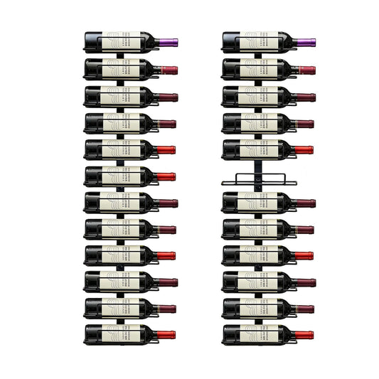 Msrorriw Modern Wall Mounted Wine Rack, Black Metal 24-Bottle Storage Display, Vertical Space Saving Design for Home Bar, Kitchen, Restaurant, Wine Cellar