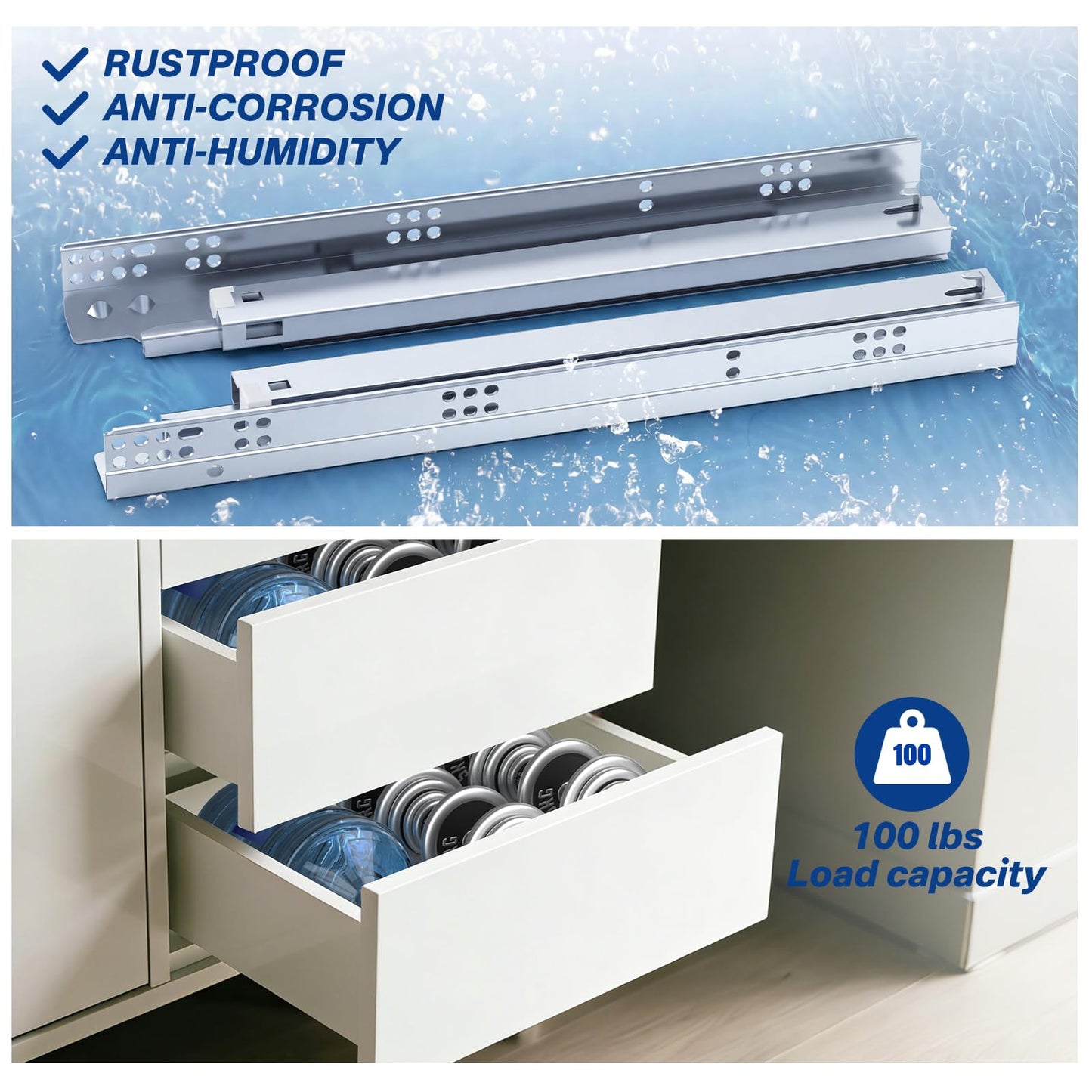 Ubisin Undermount Drawer Slides 12 Inch 1 Pair, Soft Close Full Extension Drawer Slides Bottom Mount with Rear Mounting Bracket and Locking Devices, Hidden Under Mount Tracks 100lb Load Capacity