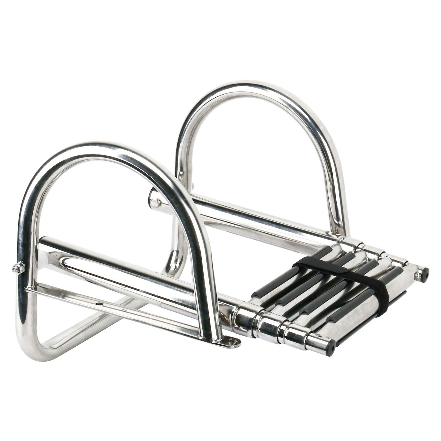 Amarine Made 4 Steps Boat Ladder Folding Pontoon Boat Ladder Stainless Steel Telescoping Dock Ladder 550lbs Capacity for Marine Swimming Pool Lake