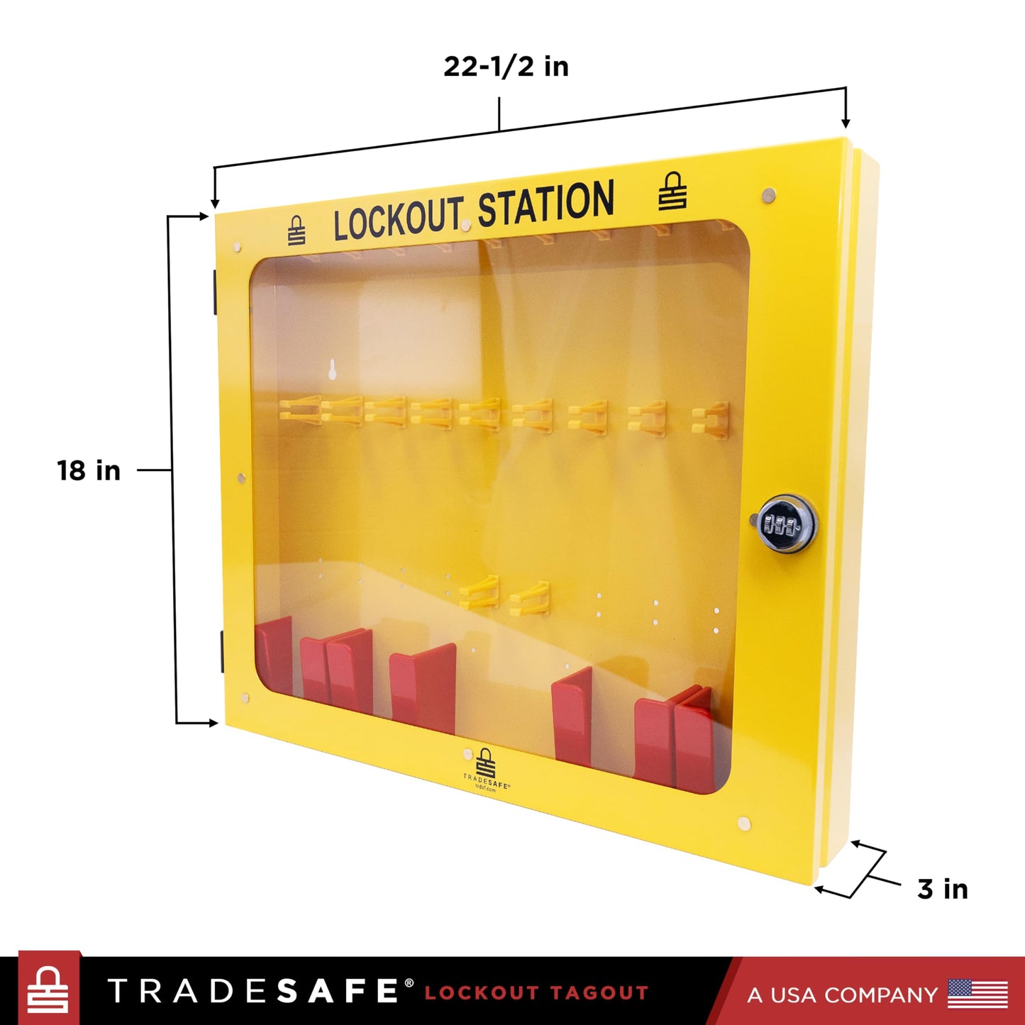 TRADESAFE Lockout Tagout Station with 20 Keyed Different Loto Locks, 6 Lockout Hasps, 60 Lock Out Tags, Lock Out Tag Out Kit Station, Lock Out Kit Cabinet 22-1/2 x 18 x 3 inches