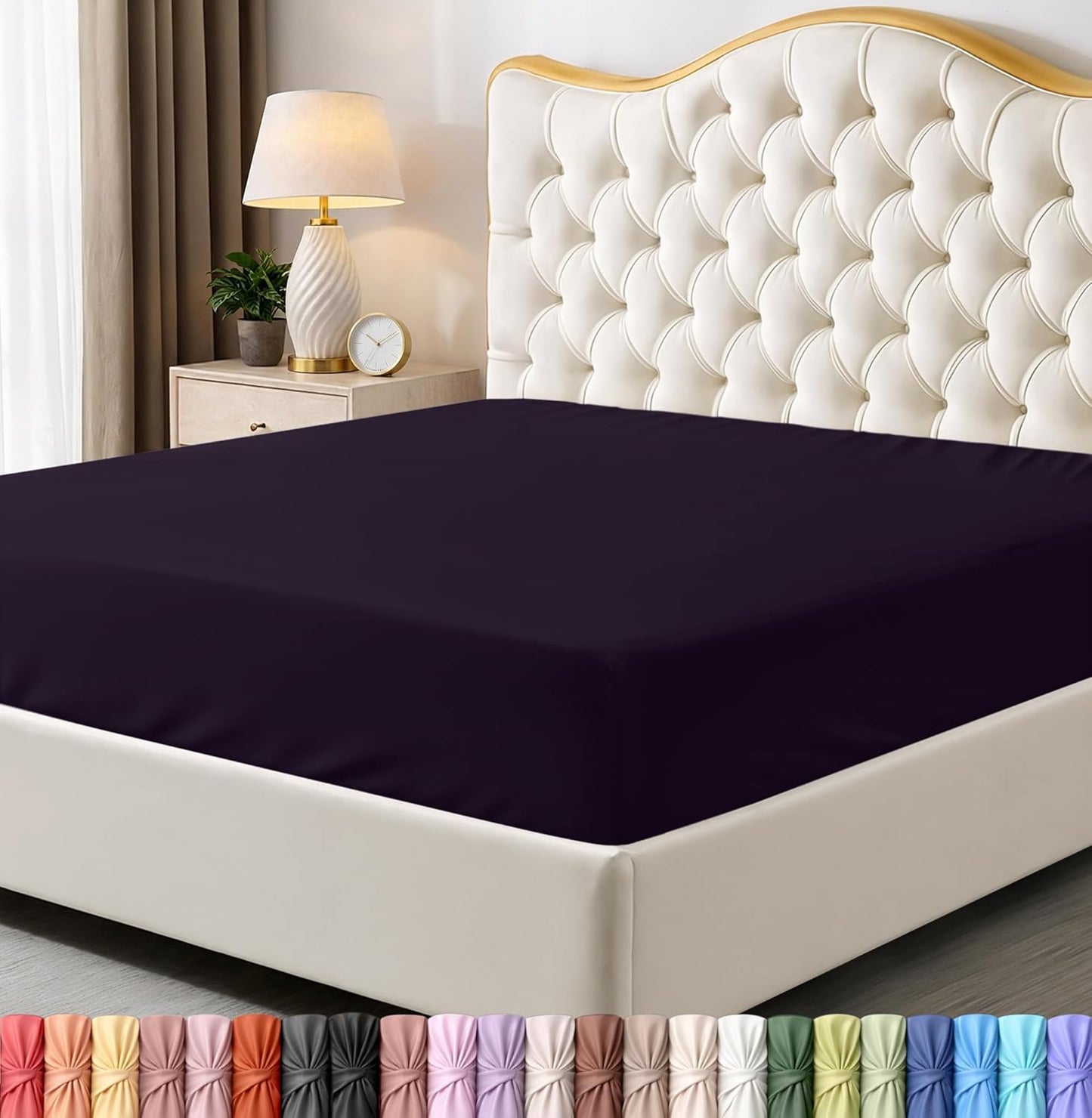 Utopia Bedding Twin Fitted Sheet - Soft Microfiber - Deep Pocket Design - Fade Resistant - Purple