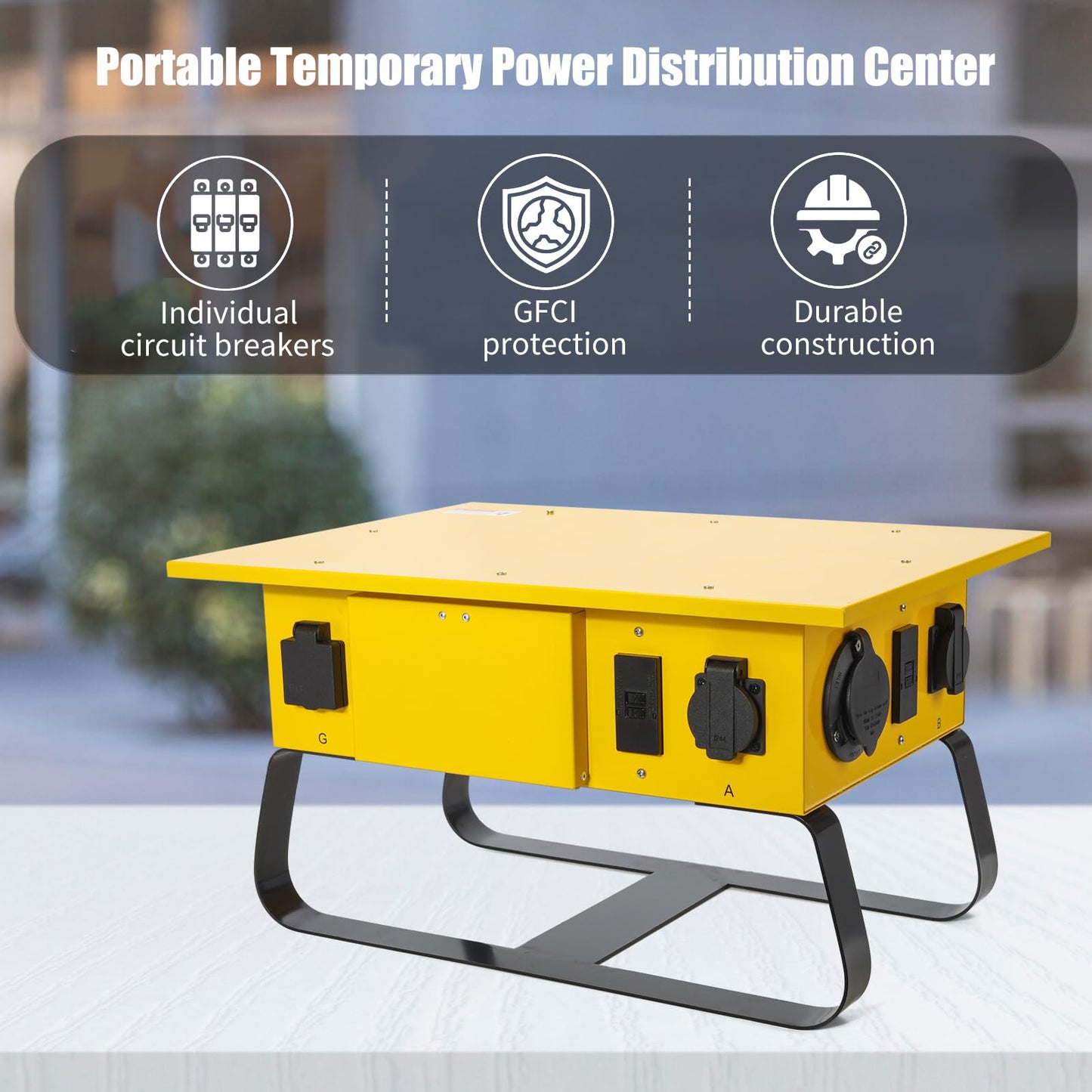 Power Distribution Box, Temporary Power Distribution Center, 50A California Standard Twist-to-Lock, Ideal for Temporary Power Needs