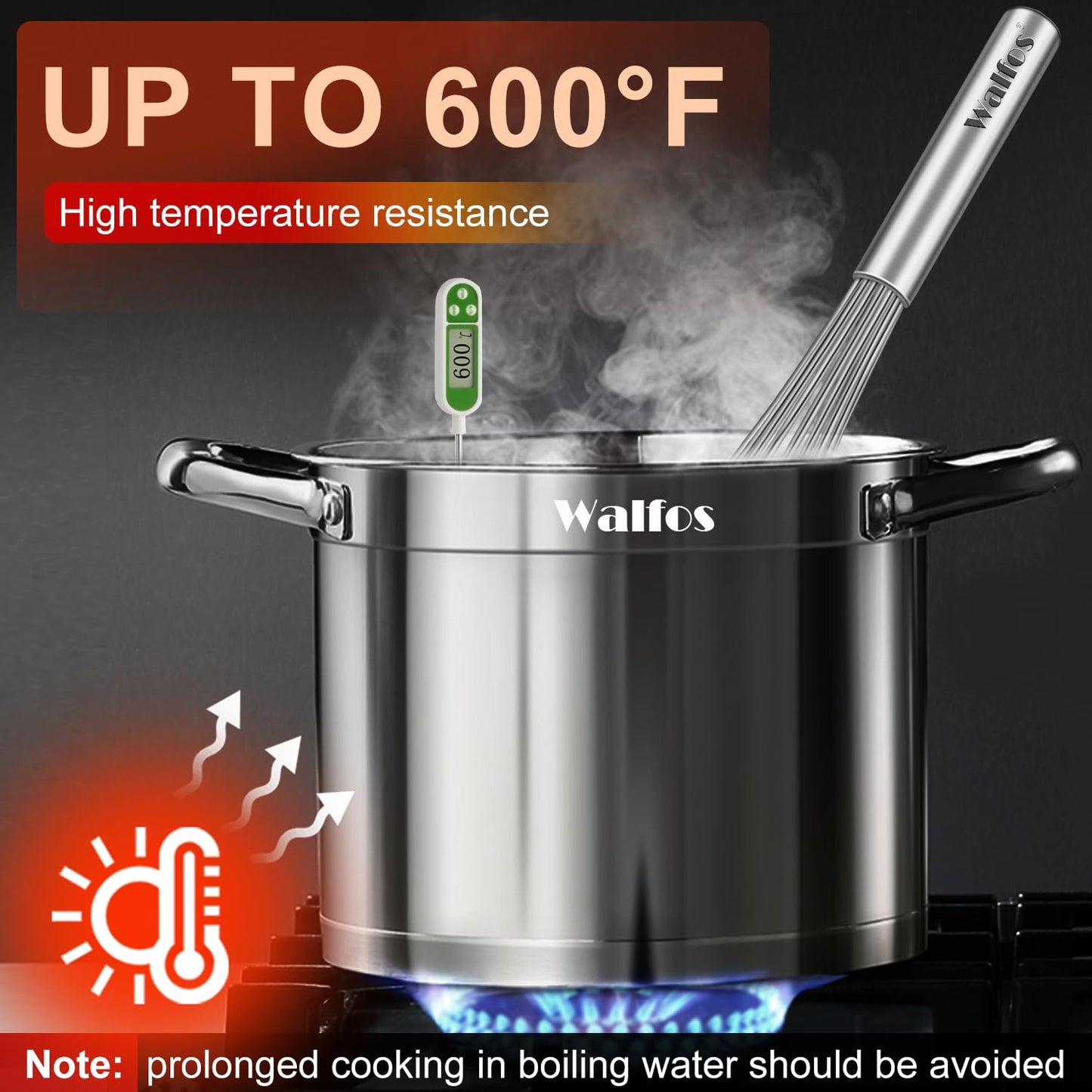 Walfos Whisk,17in Large Whisks, Heavy Duty Stainless Steel Wire Whisk Ideal For Beating Eggs, Blending Sauces, Mixing Batter.