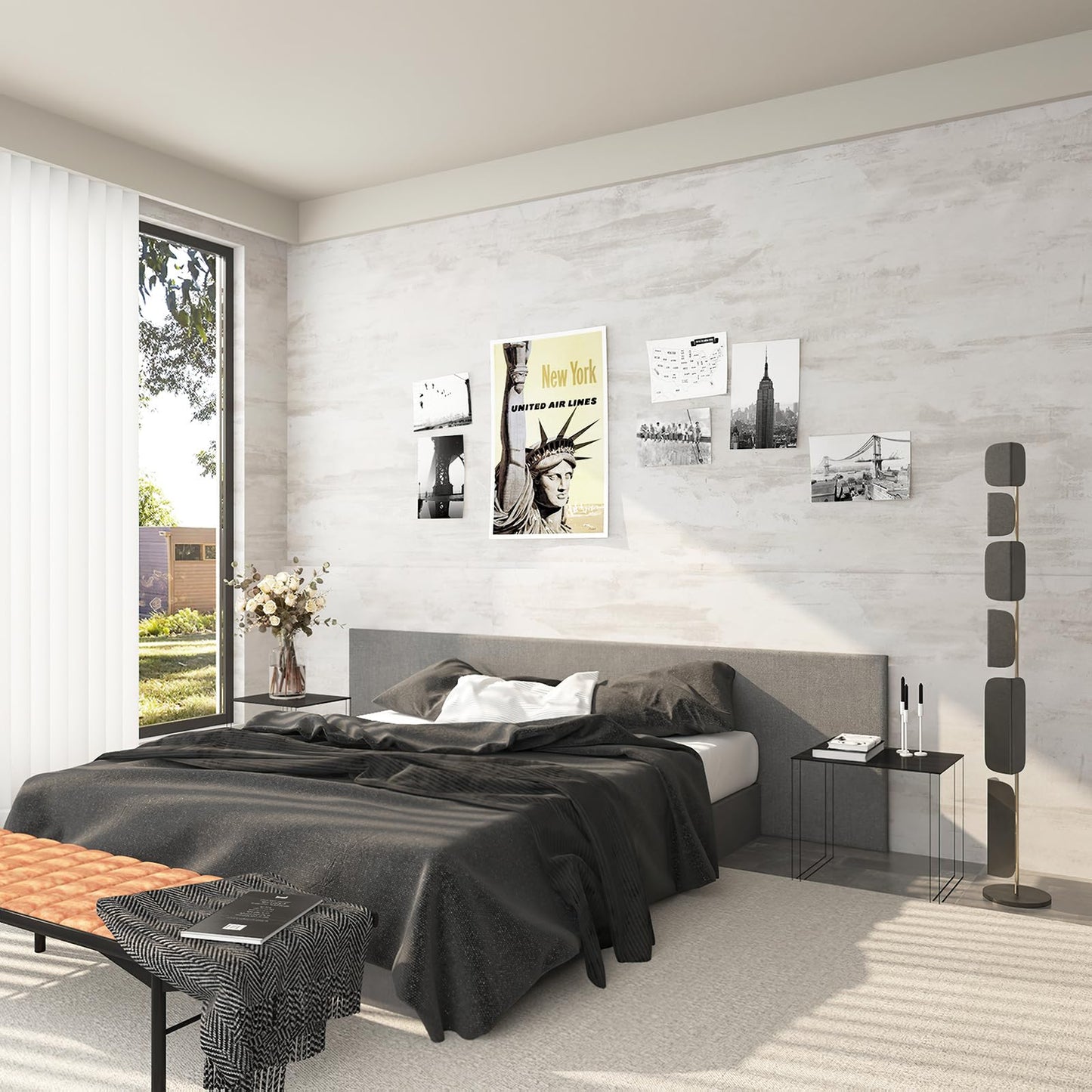48x197inch Extra Wide Ivory White Concrete Wallpaper Peel and Stick White Grey Stained Plaster Effect Contact Paper Matte Thick Self-adhesive Waterproof Furniture Sticker Modern Industrial Style