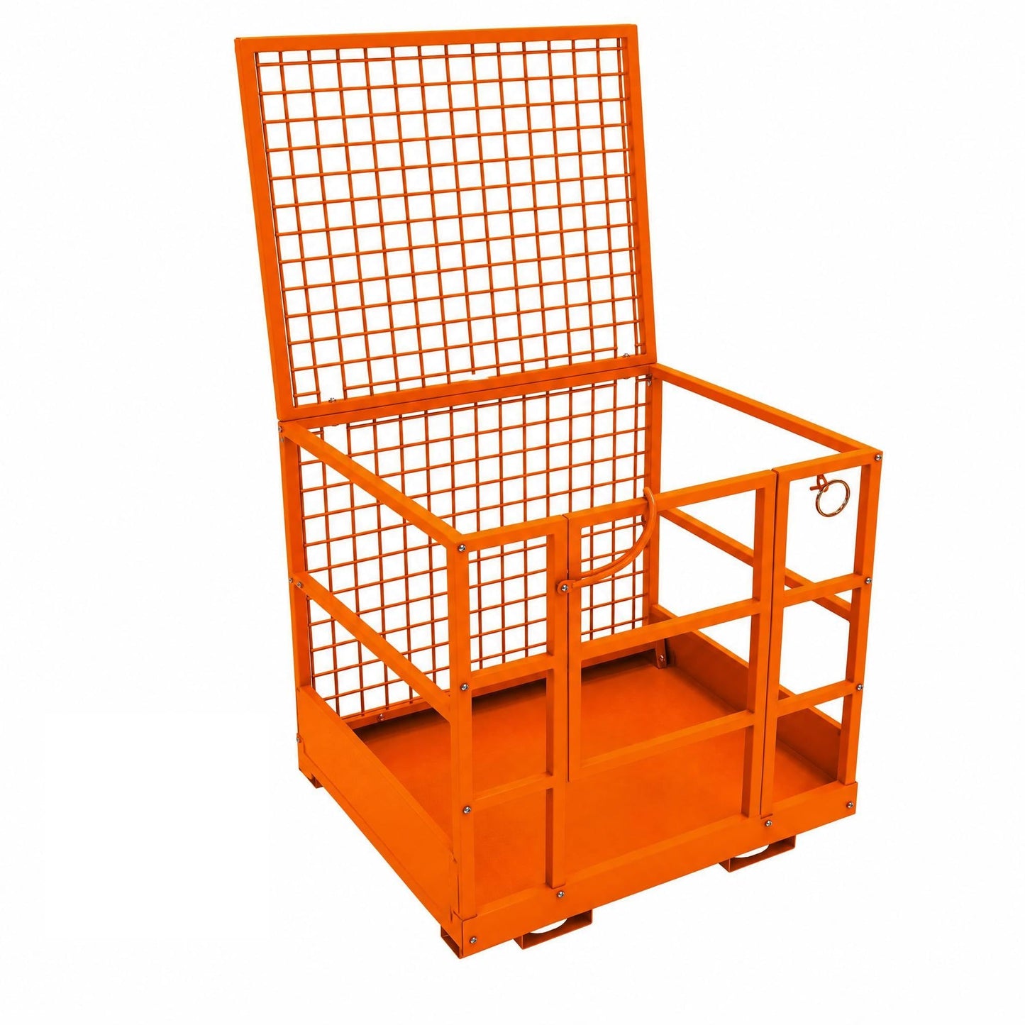 43"x45" Forklift Safety Cage with Wheels, Heavy Duty 1800 LB Capacity Forklift Man Basket with Safety Harness & Lock, Forklift Work Platform Lift Basket for Lifting Loader