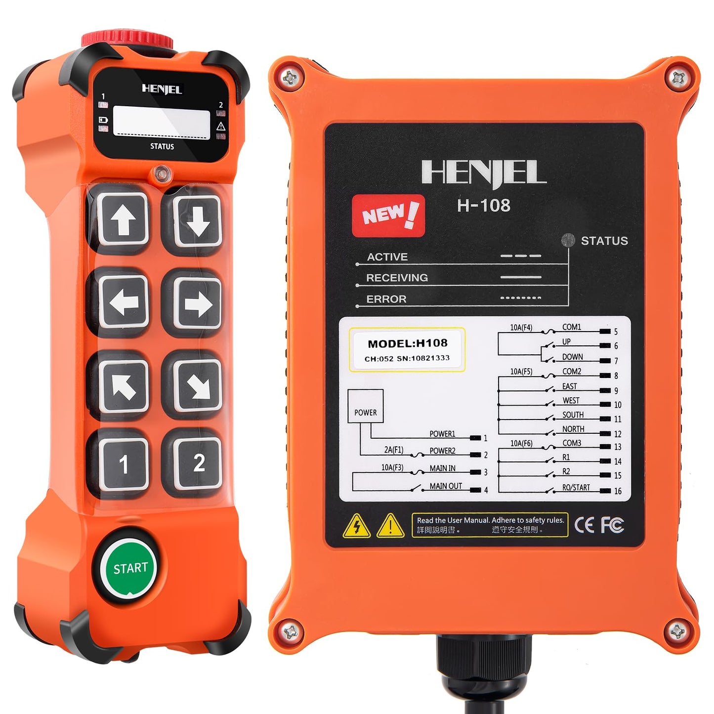 Industrial Wireless Crane Remote Control for Overhead Bridge Travelling Hoist Crane 8 Channel Truck Crane Radio Transmitter and 12V 24V 36V Receiver
