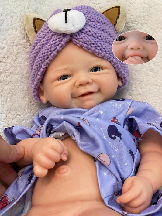 Abenduot 18Inch 6.2lbs Vivienne Can Open Mouth Full Body Solid Silicone Baby Dolls Look Like Real Babies Anatomically Correct Reborn Girl Dolls