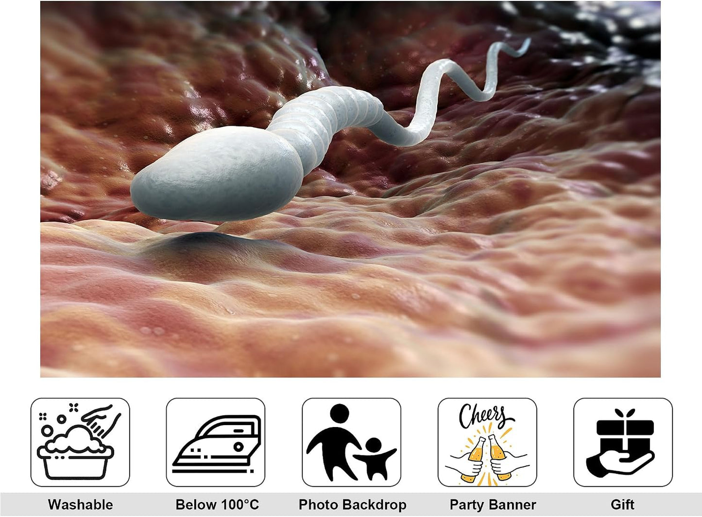 KeyWork 8x6ft Sperm Cell Backdrop Microscopic Reproductive Tissue View Photography Background for Medical Conference