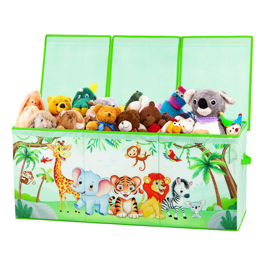 Large Toy Box Chest Organizer with Flip Lid for Kids, Collapsible Oxford Toy Storage Box with Handles for Boys Girls, Sturdy Waterproof Storage Organizer for Bedroom Playroom Nursery, 37.7×12.5×15.7''