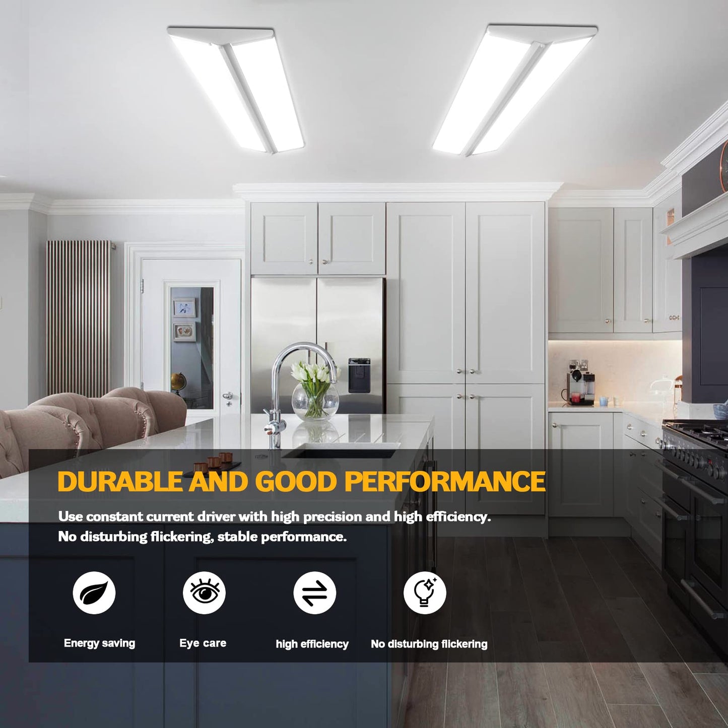 ANTLUX 72W 4FT LED Wraparound Light, Ultra Slim LED Shop Garage Lights Flush Mount, 8000 Lumens, 4000K, No Glare, 4 Foot Wrap Office Ceiling Lighting Fixture, Fluorescent Tube Replacement, 4 Pack
